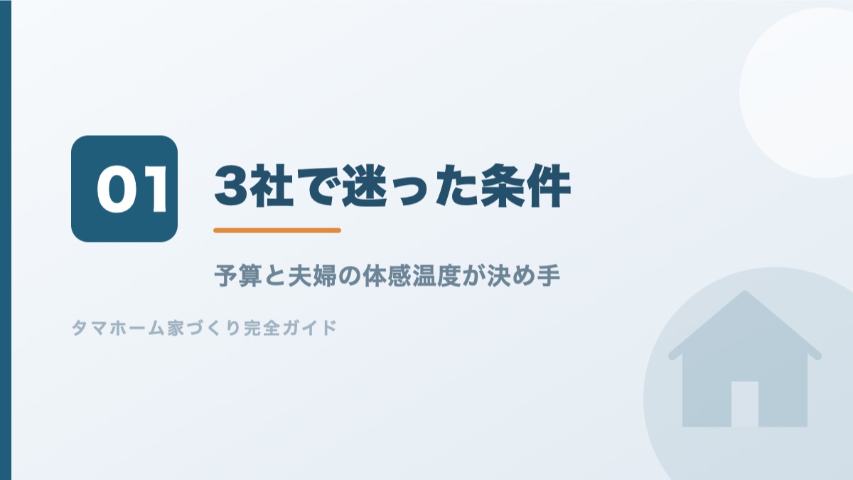 一条工務店とアイ工務店とタマホームで迷った条件を解説するバナー画像
